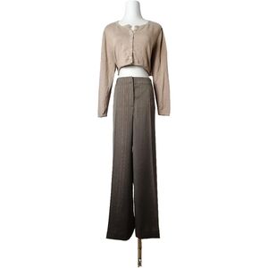 🤎 36W, tan high rise wide leg / straight leg casual trousers by Coldwater Creek